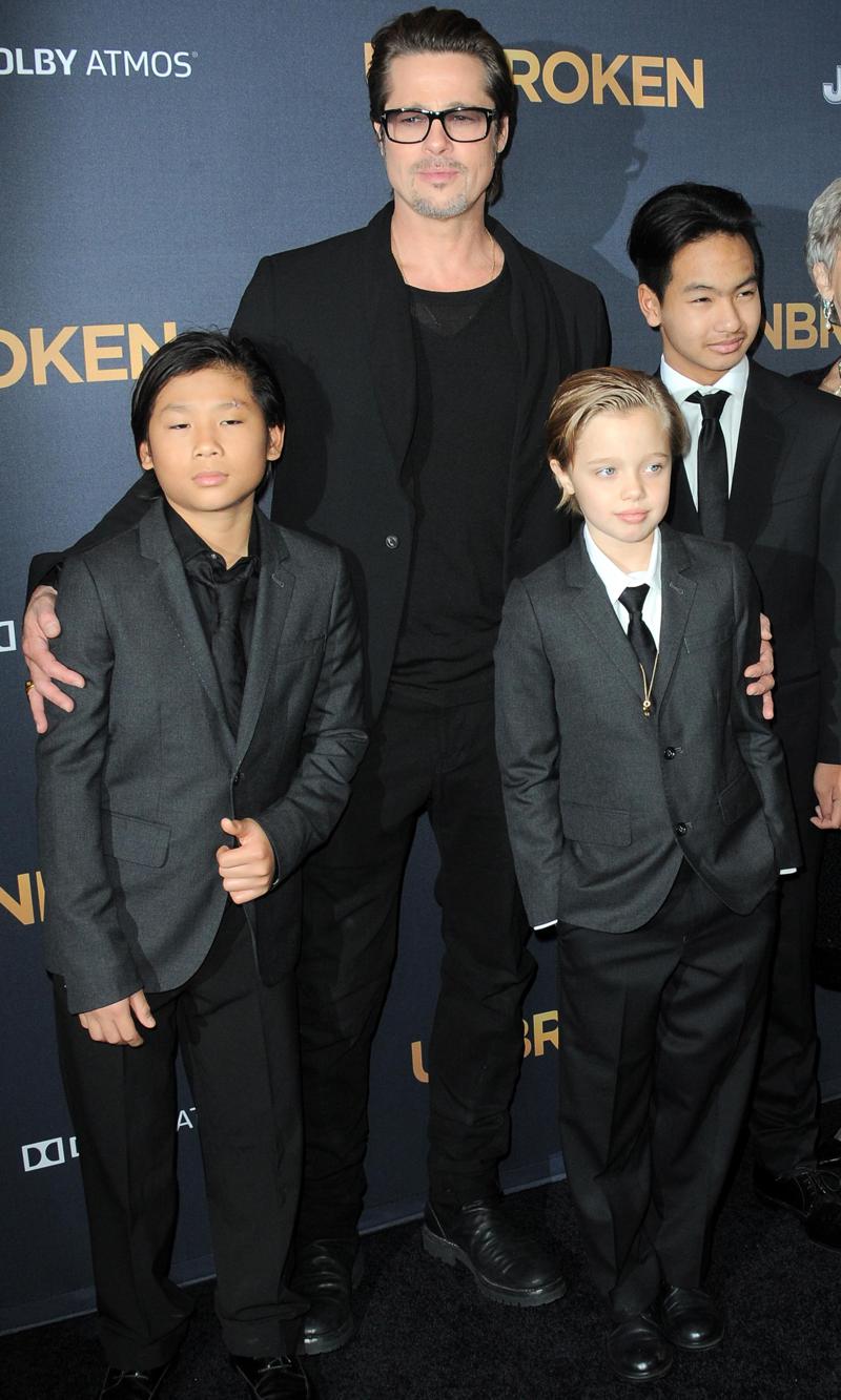 brad pitt with children pax shiloh maddox and parent jane pitt and william pitt